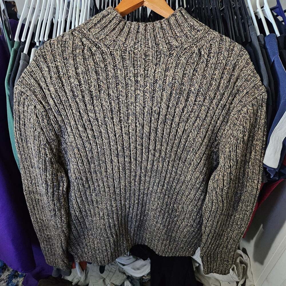 Vintage Gap Mock Neck Sweater XL/TG Brown Heather Chunky Ribbed